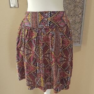 Vince Camuto Black And Multi Colored Mini Skater Skirt